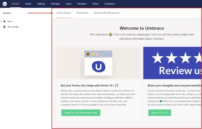 Umbraco Dashboard